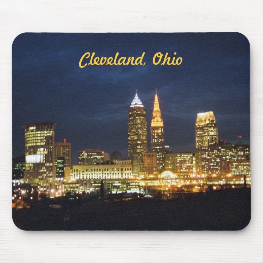 Cleveland, Ohio Night Lights Mousepad Muismat (Voorkant)