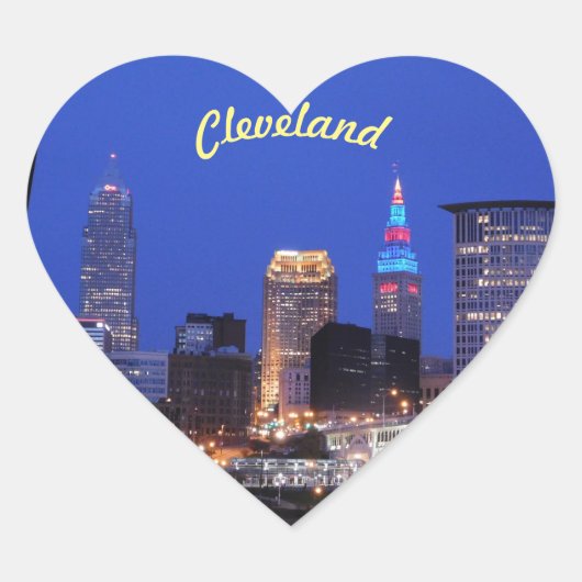 Cleveland,Ohio Night Sky Heart Sticker (Voorkant)