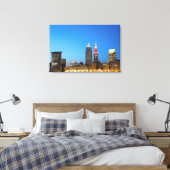Cleveland Ohio Night Skyline (B/W) Canvas Afdruk (Insitu (Slaapkamer))