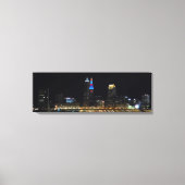 Cleveland Ohio Night Skyline (rood/blauw) Print (Voorkant)