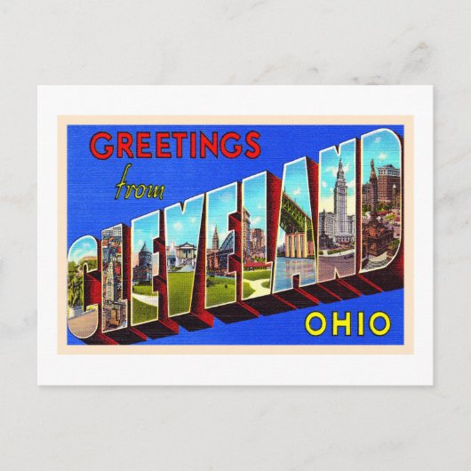 Cleveland Ohio OH Vintage Large Letter Postcard Briefkaart (Voorkant)