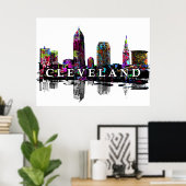 Cleveland, Ohio op graffiti Poster (Thuiskantoor)