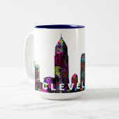 Cleveland, Ohio op graffiti Tweekleurige Koffiemok (Voorkant links)