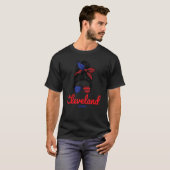 Cleveland Ohio Retro Messy Bun T-shirt (Voorkant volledig)