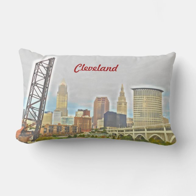 Cleveland, Ohio River PhotoPaint Pillow Kussen (Voorkant)