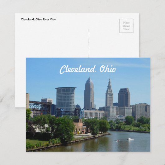 Cleveland, Ohio River Skyline Briefkaart (Voorkant / Achterkant)