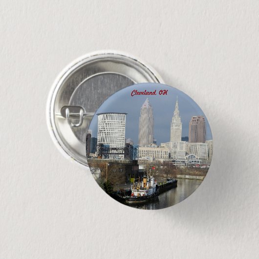 Cleveland, Ohio River Uitzicht Button (Voorkant /achterkant)
