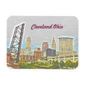 Cleveland, Ohio River Uitzicht Magnet Magneet (Horizontaal)