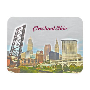 Cleveland, Ohio River Uitzicht Magnet Magneet