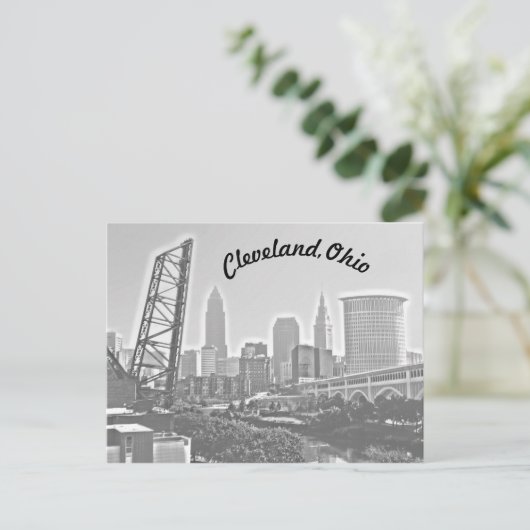 Cleveland, Ohio Riverview Curve BW Briefkaart (Staand voorkant)