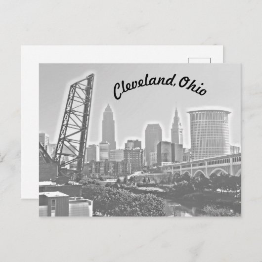 Cleveland, Ohio Riverview Curve BW Briefkaart (Voorkant / Achterkant)