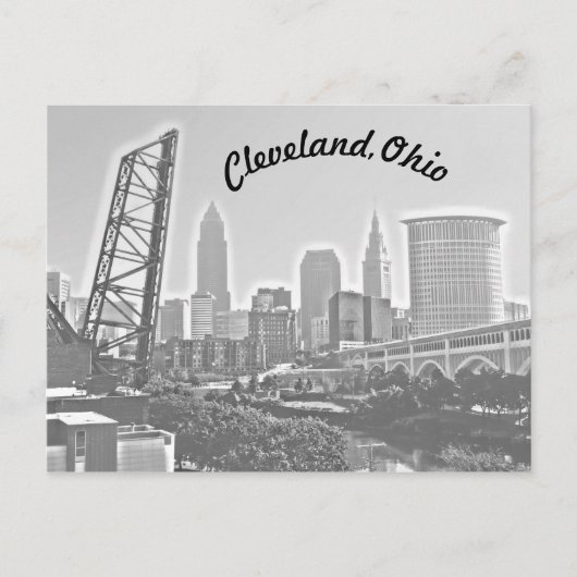Cleveland, Ohio Riverview Curve BW Briefkaart (Voorkant)