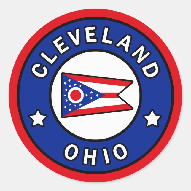 Cleveland Ohio Ronde Sticker (Voorkant)