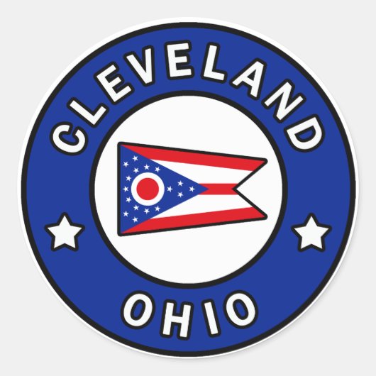 Cleveland Ohio Ronde Sticker (Voorkant)