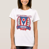 Cleveland Ohio Rood Wit Blauw Patriottische Staat  T-shirt (Voorkant)