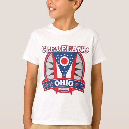 Cleveland Ohio Rood Wit Blauw Patriottische Staat  T-shirt (Voorkant)