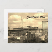 Cleveland Ohio Sepia Skyline Briefkaart (Voorkant / Achterkant)
