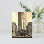 Cleveland Ohio Sepia Statue Briefkaart (Staand voorkant)