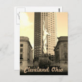 Cleveland Ohio Sepia Statue Briefkaart (Voorkant / Achterkant)