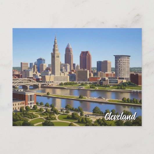 Cleveland Ohio Silhouet Briefkaart (Voorkant)