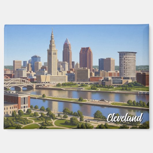 Cleveland Ohio Silhouet Magneet (Voorkant)