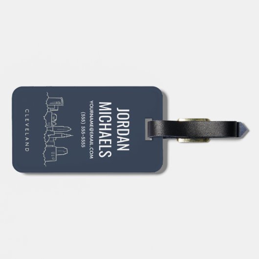 Cleveland Ohio Skyline Bagagelabel (Achterkant horizontaal)