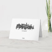 Cleveland Ohio Skyline BW Feestdagen Kaart (Achterkant)