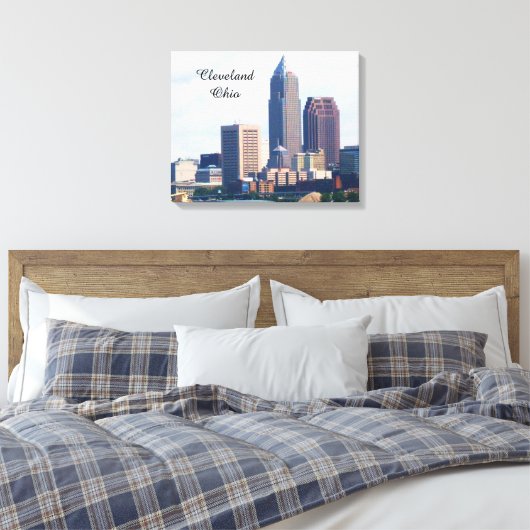 CLEVELAND OHIO SKYLINE canvas (Insitu (Slaapkamer))