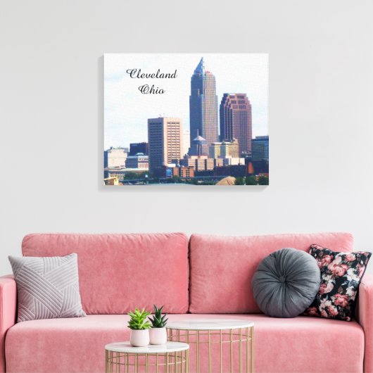 CLEVELAND OHIO SKYLINE canvas (Insitu (Woonkamer))