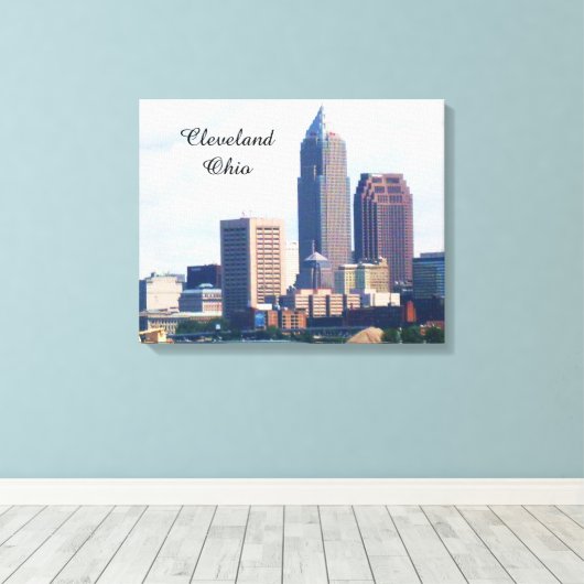 CLEVELAND OHIO SKYLINE canvas (Insitu (Houten vloer))