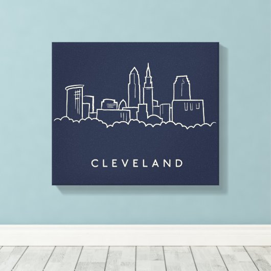 Cleveland Ohio Skyline Canvas Afdruk (Insitu (Houten vloer))