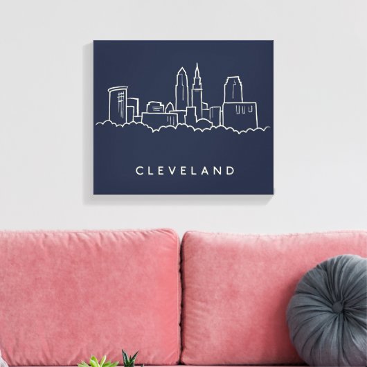 Cleveland Ohio Skyline Canvas Afdruk (Insitu (Woonkamer))
