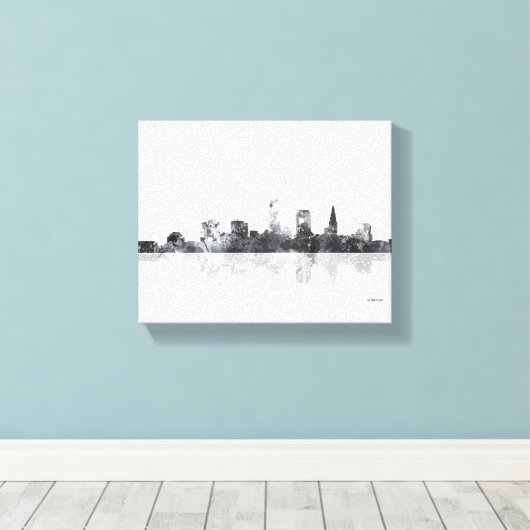 CLEVELAND, OHIO SKYLINE CANVAS AFDRUK (Insitu (Houten vloer))
