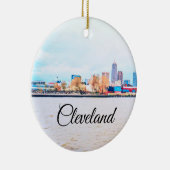 Cleveland Ohio Skyline Ceramic Ornament (Rechts)