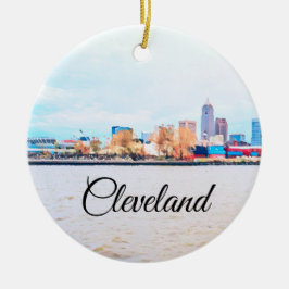 Cleveland Ohio Skyline Ceramic Ornament