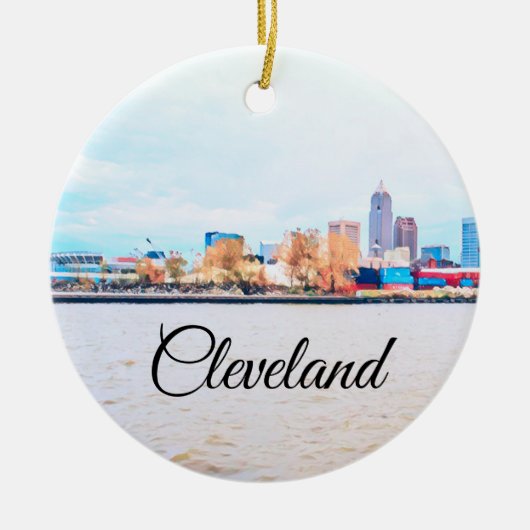 Cleveland Ohio Skyline Ceramic Ornament (Voorkant)