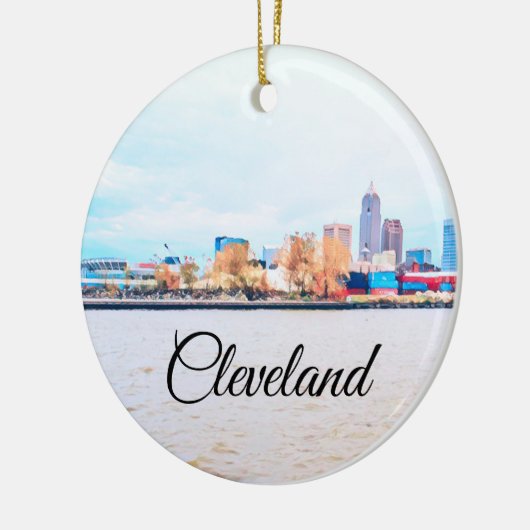Cleveland Ohio Skyline Ceramic Ornament (Links)