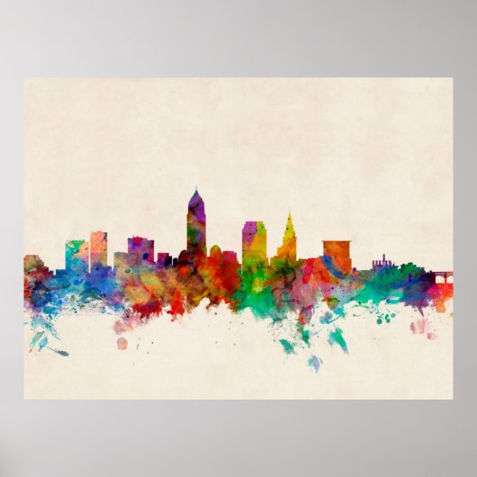 Cleveland Ohio Skyline Cityscape Poster (Voorkant)