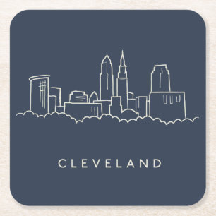 Cleveland Ohio Skyline Kartonnen Onderzetters