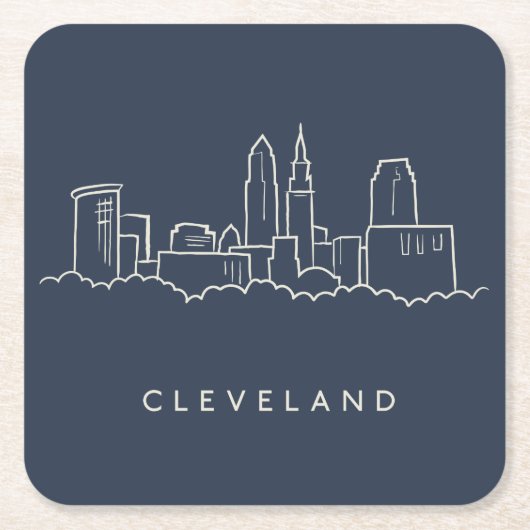 Cleveland Ohio Skyline Kartonnen Onderzetters (Voorkant)