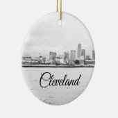 Cleveland Ohio Skyline Keramisch Ornament (Rechts)
