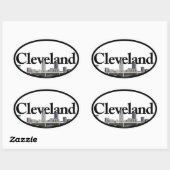 Cleveland, Ohio Skyline met Cleveland in the Sky Ovale Sticker (Vel)