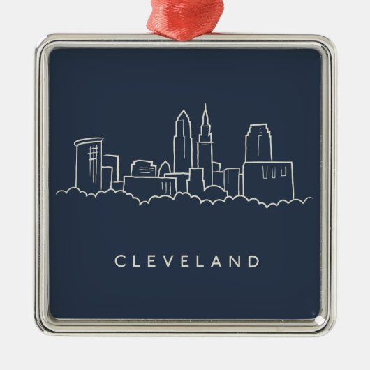 Cleveland Ohio Skyline Metalen Ornament (Voorkant)