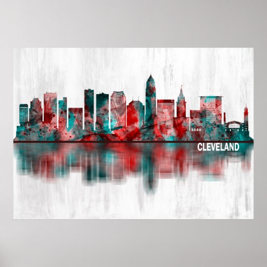 Cleveland Ohio Skyline Poster (Voorkant)