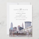 CLEVELAND OHIO Skyline Save the Date Invitation Kaart (Voorkant)