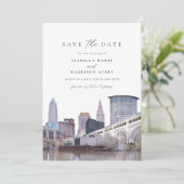 CLEVELAND OHIO Skyline Save the Date Invitation Kaart (Staand voorkant)