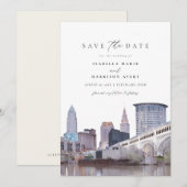 CLEVELAND OHIO Skyline Save the Date Invitation Kaart (Voorkant / Achterkant)