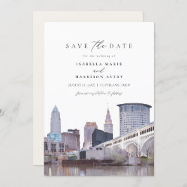 CLEVELAND OHIO Skyline Save the Date Invitation Kaart