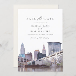 CLEVELAND OHIO Skyline Save the Date Invitation Kaart