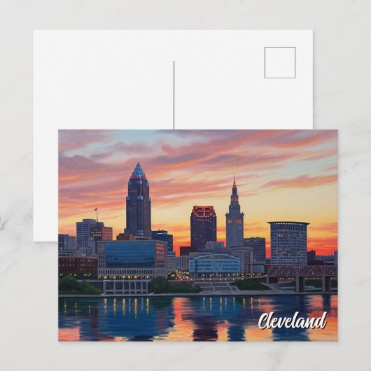 Cleveland Ohio Skyline Sunset Briefkaart (Voorkant / Achterkant)